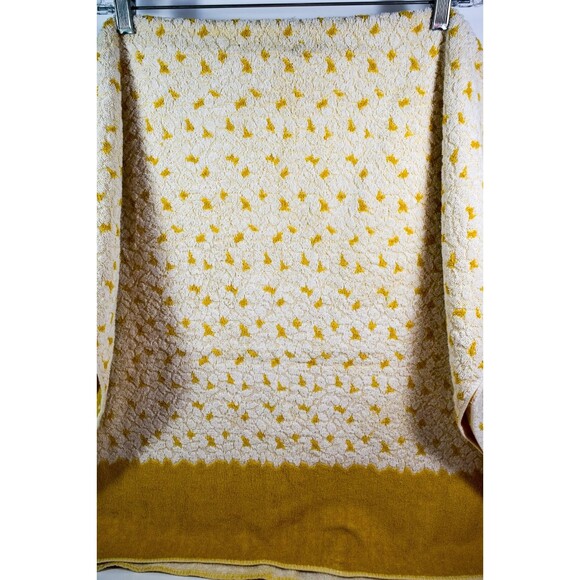 2 Vintage Texline 100% Cotton Gold Floral Bath Towel made in Brazil RN 42031 - Picture 2 of 3